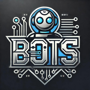 Un diseño de logo innovador y futurista que presenta la palabra "BOTs" en una tipografía audaz y tecnológica. El diseño incorpora elementos inspirados en la robótica y la inteligencia artificial, como patrones de circuitos y un ícono de robot estilizado. Los colores metálicos en tonos plateados y azules con efectos luminosos simbolizan modernidad, conectividad e innovación. Ideal para marcas tecnológicas enfocadas en automatización y desarrollo de bots.