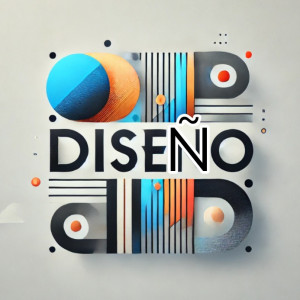 Un logo moderno y sofisticado que presenta la palabra "diseño" en una tipografía creativa y elegante. El diseño incluye elementos artísticos como patrones geométricos y degradados de colores en tonos de azul y naranja, que evocan creatividad y dinamismo. Además, incorpora sutiles pinceladas que aportan un toque artístico. Este logo minimalista y limpio es ideal para una marca o estudio enfocado en diseño y arte visual.