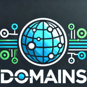 Un diseño de logo profesional y contemporáneo que destaca la palabra "domains" en una tipografía elegante y audaz. El diseño incluye elementos visuales como un globo estilizado o patrones de red digital, simbolizando conectividad global y tecnología. La paleta de colores utiliza tonos de azul y verde, representando confianza, innovación y crecimiento. Este logo minimalista y dinámico es perfecto para marcas relacionadas con dominios web, tecnología o servicios digitales.