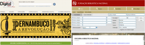 Pantalla Búsqueda Biblioteca Nacional do Brasil por "Acervo Digital" y por "Catálogos"
