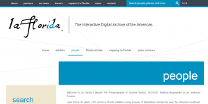 Página de búsqueda de personajes de La Florida: The Interactive Digital Archive of the Americas.