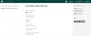 Ficha de la colección "Condes dos Arcos"