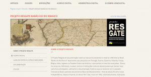 Página principal del Projeto Resgate Barão do Rio Branco