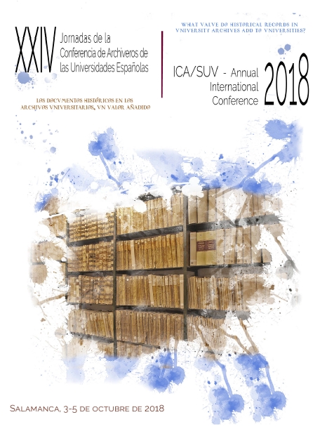 La Universidad de Salamanca organiza el Congreso Internacional 2018 de la Sección de Archivos de Universidades del Consejo internacional de Archivos (ICA/SUV), que se celebran de forma conjunta con las XXIV Jornadas de la Conferencia de Archiveros de las Universidades Españolas (CAU).  Las jornadas cuentan con la colaboración del Departamento de Biblioteconomía y Documentación.