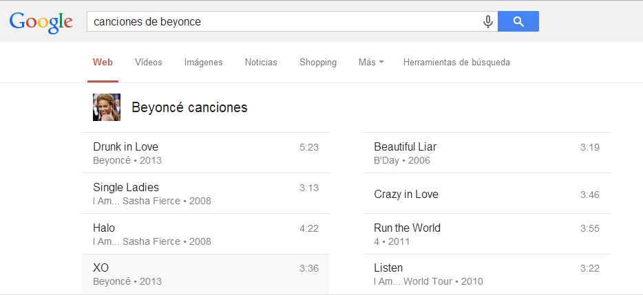 Beyonce, canciones